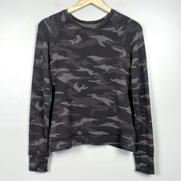 Athleta Girl camo Cozy Cross Your Fingers crewneck tulip back sweatshirt, XL/14. - Picture 1 of 10
